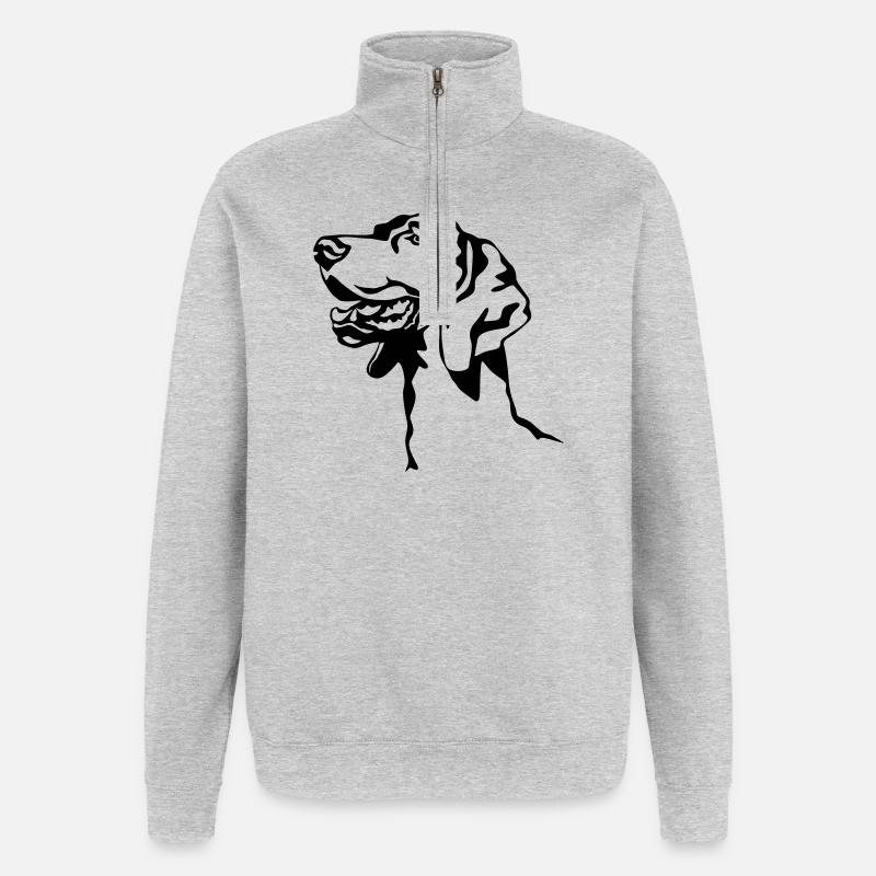 Tête de braque de Weimar - Sweat à zip 1/4 - gris chiné