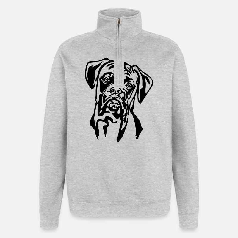 Boxer head - Quarter-Zip Sweatshirt - heather grey