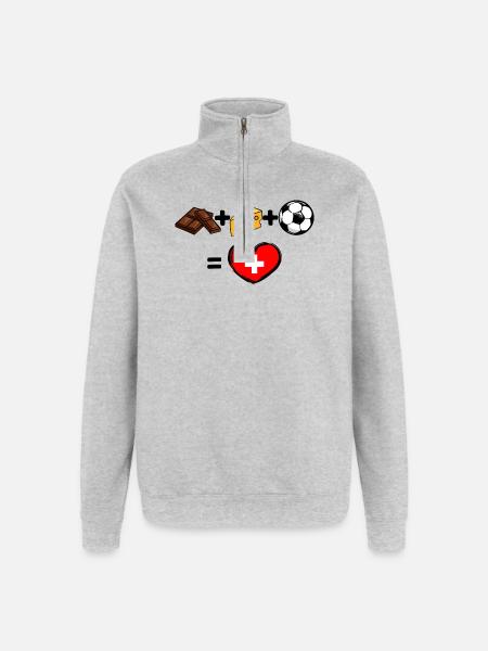 Switzerland National Football Team Soccer Fan Team - Quarter-Zip Sweatshirt - heather grey