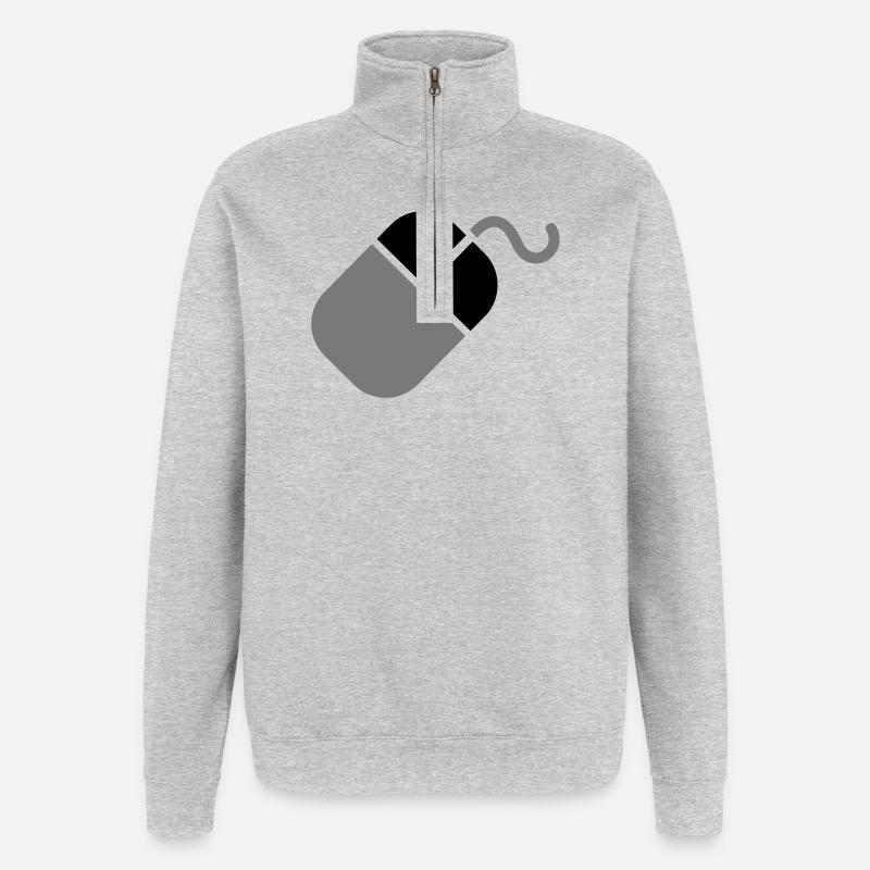 Maus PC Computer - Quarter-Zip-Sweatshirt - Grau meliert