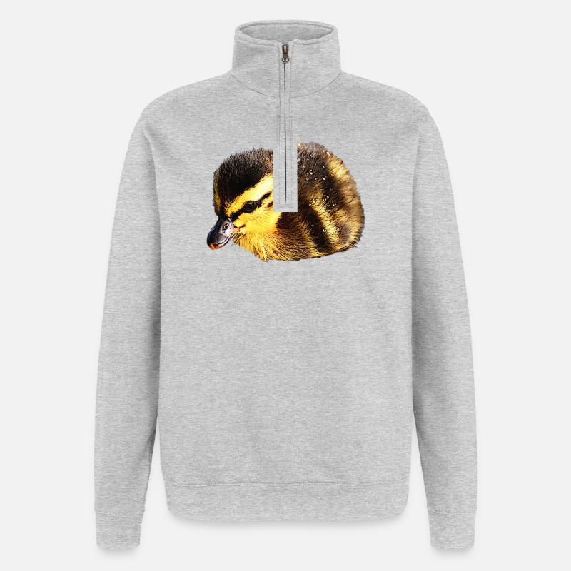 Canards, poussins, oiseaux, bébés animaux - Sweat à zip 1/4 - gris chiné