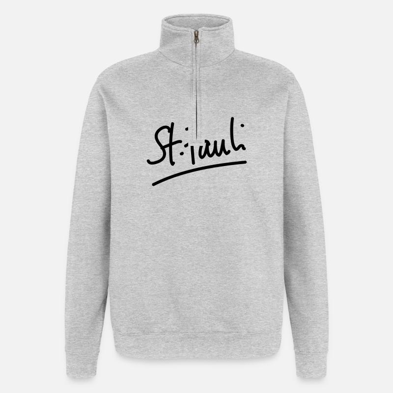 St. Pauli - écriture - Sweat à zip 1/4 - gris chiné