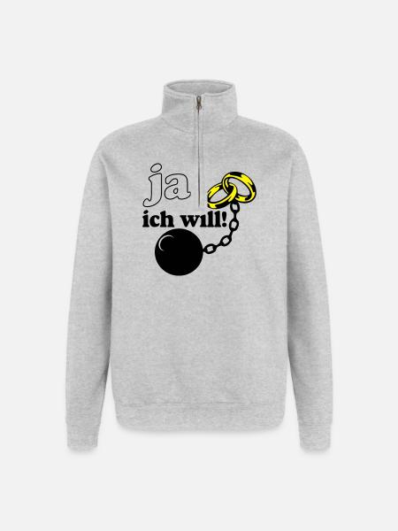 Junggesellenabschied , JGA ja ich will (25) - Quarter-Zip-Sweatshirt - Grau meliert