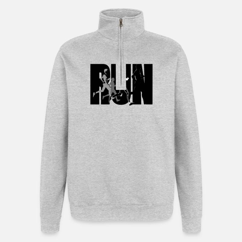 Runner Stuff - Courir - Sweat à zip 1/4 - gris chiné
