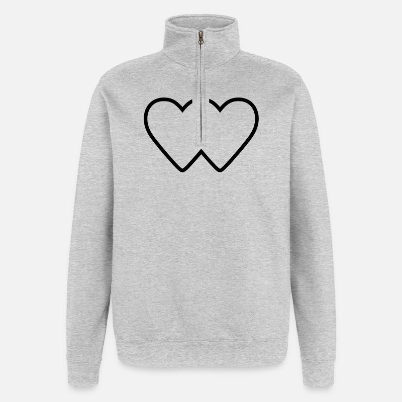 Coeur Double Connectivité Icon Contour - Sweat à zip 1/4 - gris chiné