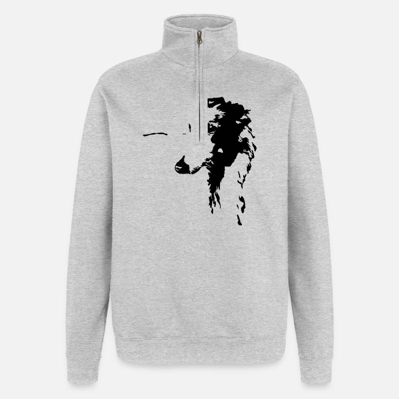Barsoi Kopf - Quarter-Zip-Sweatshirt - Grau meliert
