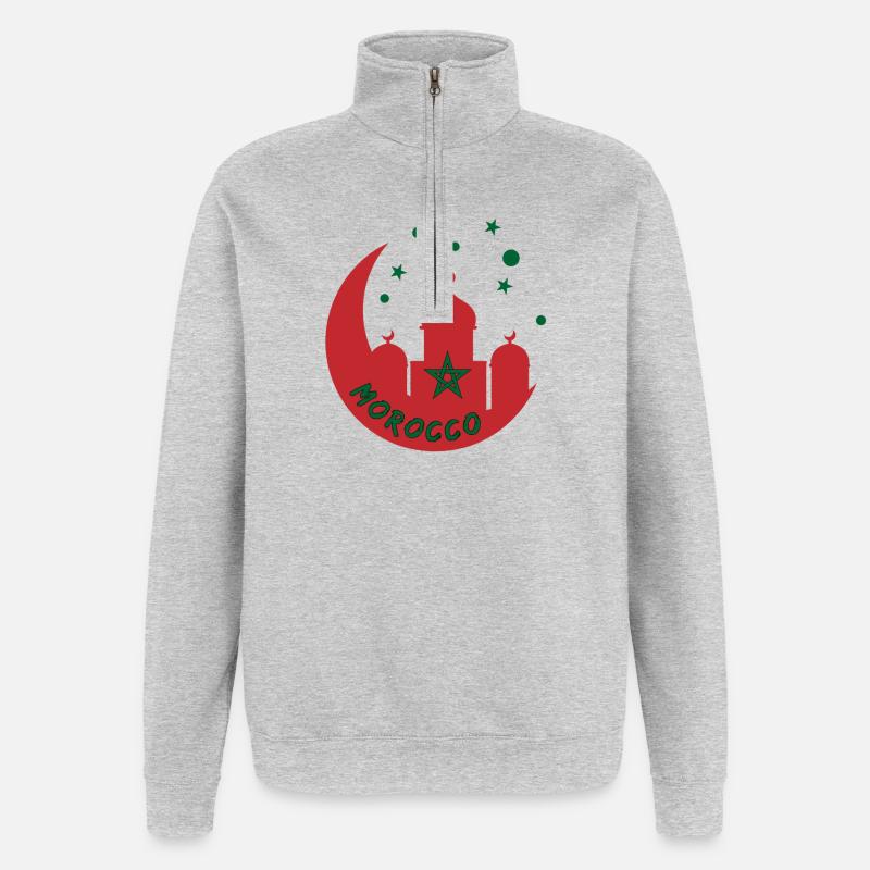 Morocco mosque design - Quarter-Zip Sweatshirt - heather grey