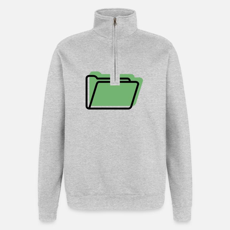 Style de ligne de dossier vert - Sweat à zip 1/4 - gris chiné
