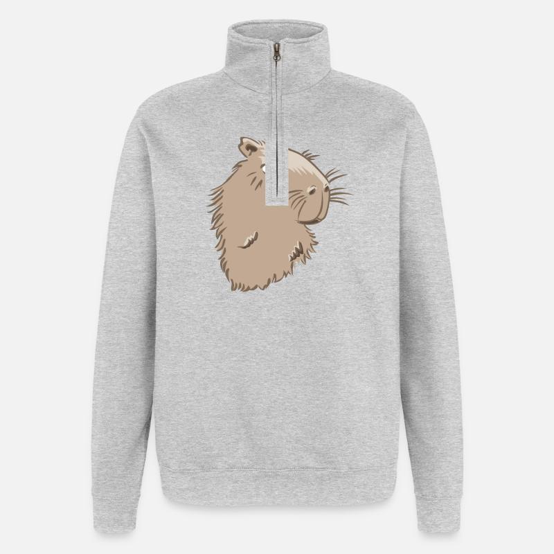 Capybara Kopf - Quarter-Zip-Sweatshirt - Grau meliert