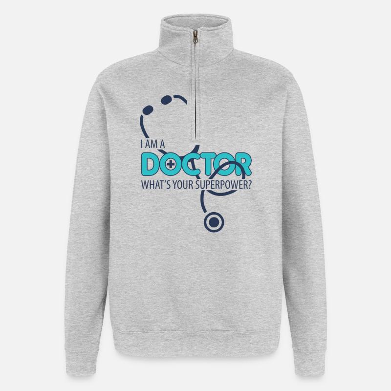 Ich bin ein Arzt - Quarter-Zip-Sweatshirt - Grau meliert