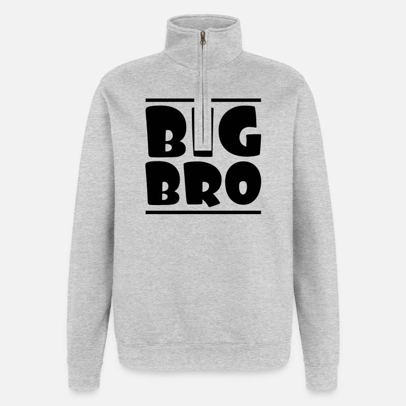 BIG BRO - Sweat à zip 1/4 - gris chiné