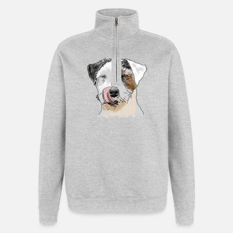 Terrier - Sweat à zip 1/4 - gris chiné