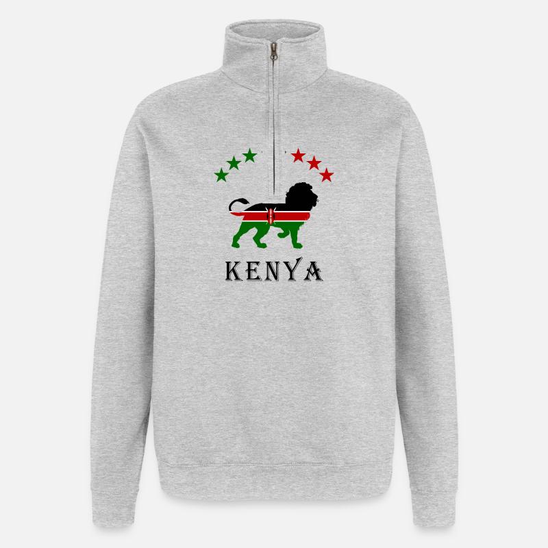 Conception de lion du Kenya - Sweat à zip 1/4 - gris chiné
