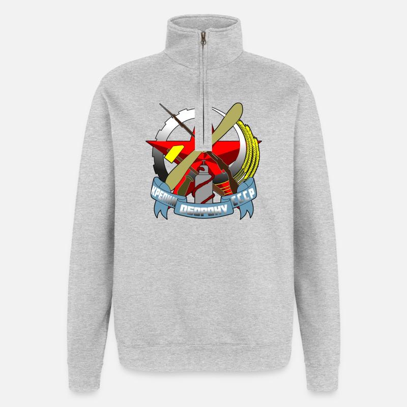 Russie - Sweat à zip 1/4 - gris chiné