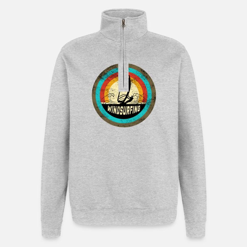 Conception de planche à voile - Sweat à zip 1/4 - gris chiné