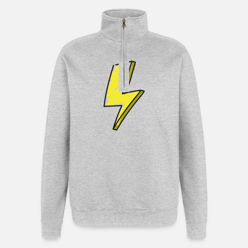 Foudre - illustration - Sweat à zip 1/4 - gris chiné