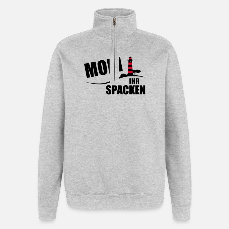 Moin ihr Spacken - Quarter-Zip-Sweatshirt - Grau meliert