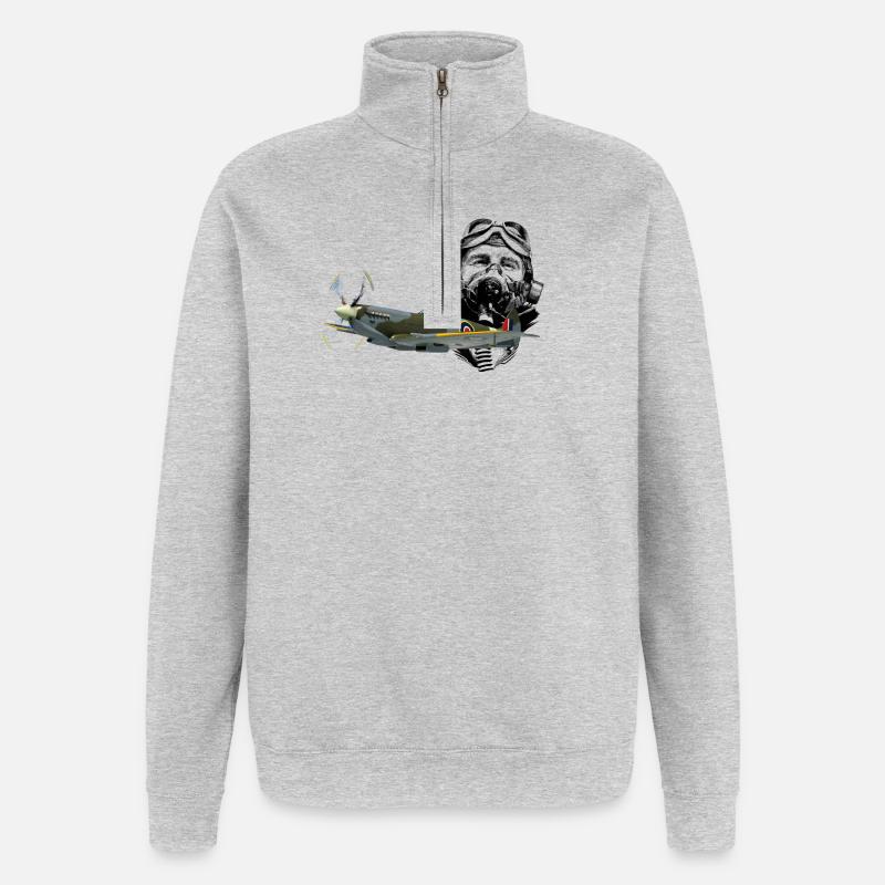 Pilot spitfire - Sweat à zip 1/4 - gris chiné