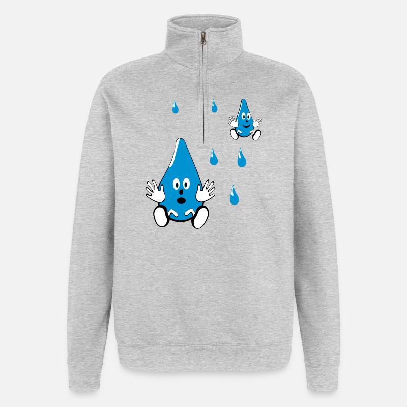 Petits amis goutte d’eau - Sweat à zip 1/4 - gris chiné