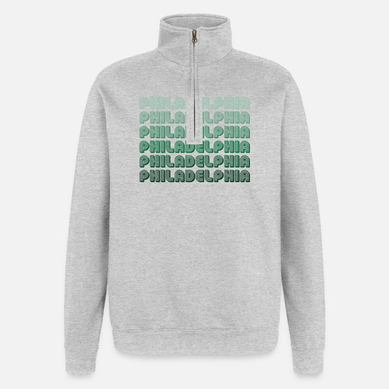 Philadelphia Typography Pattern - Quarter-Zip Sweatshirt - heather grey