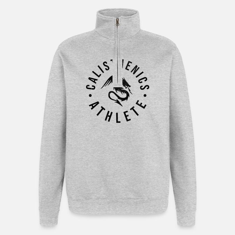 Calisthenics Athlet - Quarter-Zip-Sweatshirt - Grau meliert