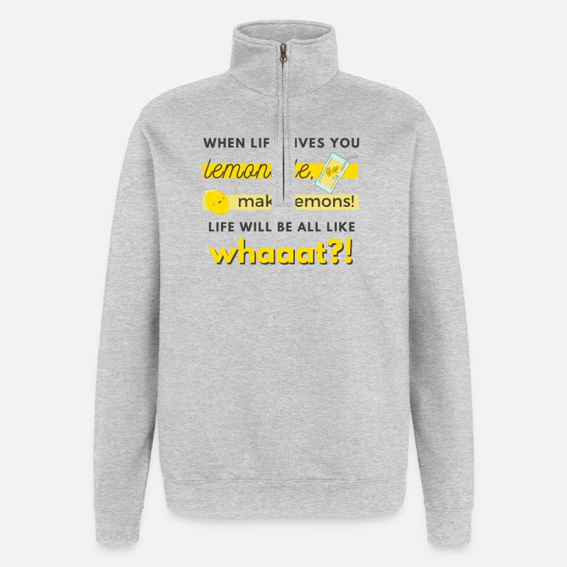 faites des citrons! - Sweat à zip 1/4 - gris chiné