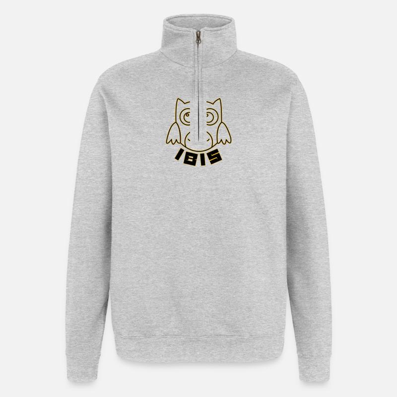 Illustration IBIS des chouettes lumineuses - Sweat à zip 1/4 - gris chiné