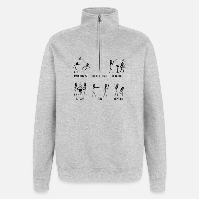 Fechten lustig - Quarter-Zip-Sweatshirt - Grau meliert