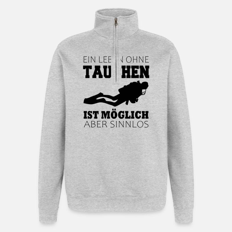 Taucher Tauchen - Quarter-Zip-Sweatshirt - Grau meliert
