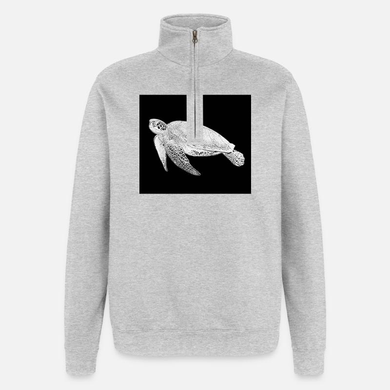 Tortue - Sweat à zip 1/4 - gris chiné