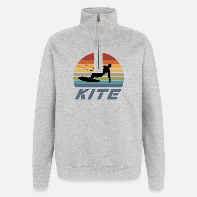 Conception de cerf-volant - Sweat à zip 1/4 - gris chiné