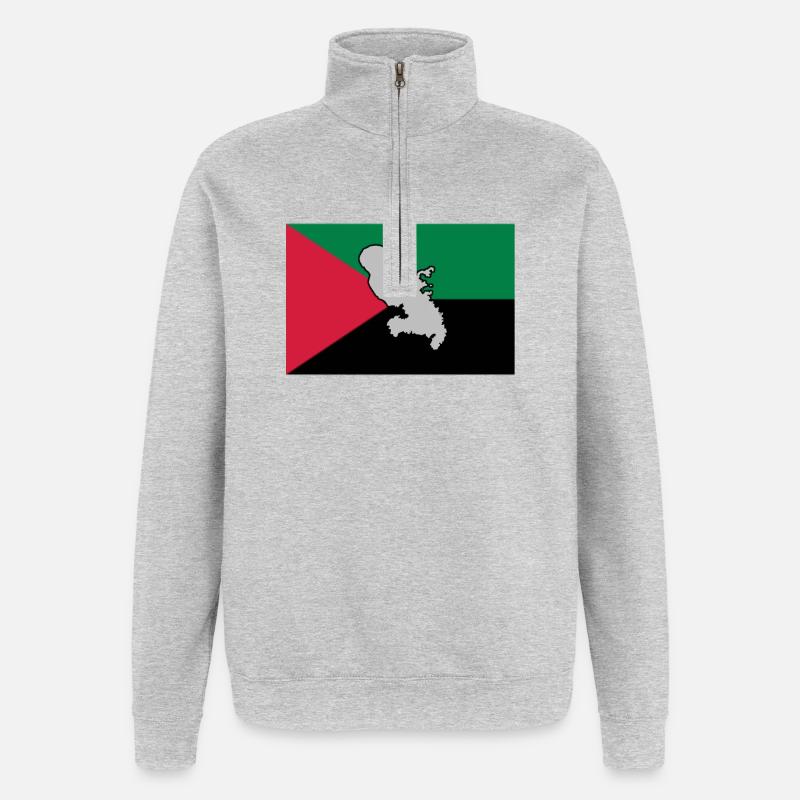 DRAPEAU MADA - CARTE 1 - Sweat à zip 1/4 - gris chiné