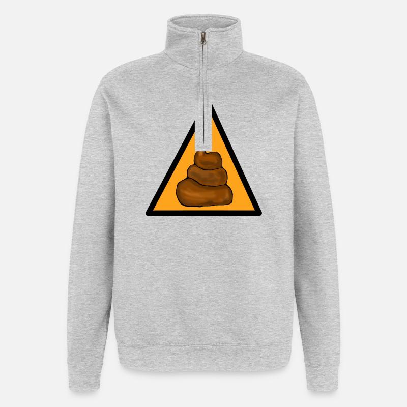 Caution shit - Quarter-Zip Sweatshirt - heather grey