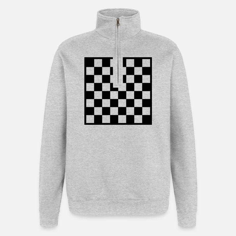 Échecs | échecs - Sweat à zip 1/4 - gris chiné