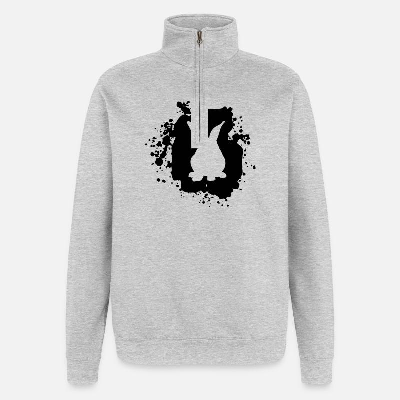 Lapin lapin - Sweat à zip 1/4 - gris chiné