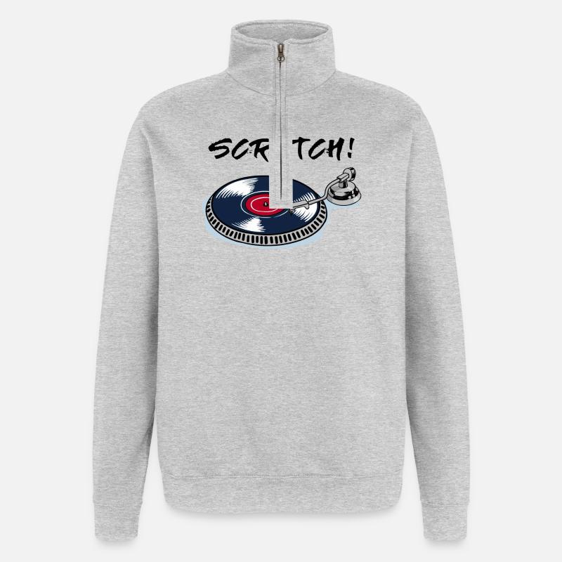 Platine vinyle Scratch beatbox vinyle - Sweat à zip 1/4 - gris chiné
