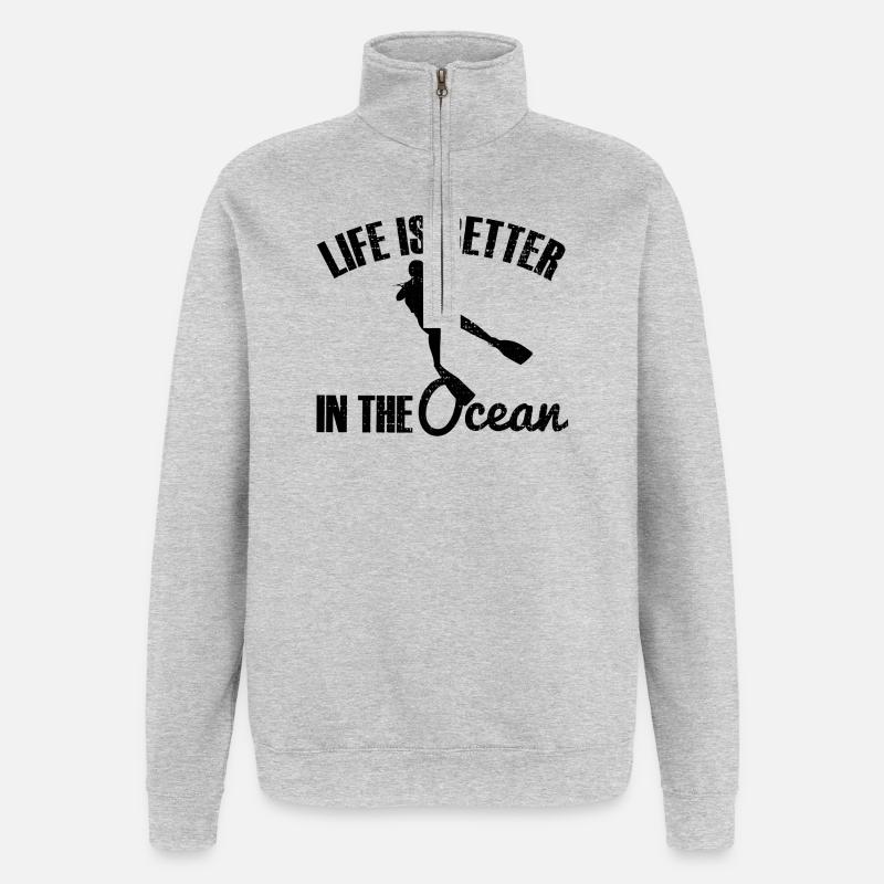 Plongée plongée - Sweat à zip 1/4 - gris chiné