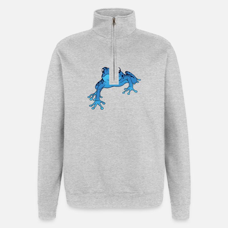Pfeilgiftfrosch Design / Geschenk - Quarter-Zip-Sweatshirt - Grau meliert