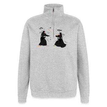 kendo - Quarter-Zip Sweatshirt - heather grey - Front - AI Model Female 172 light (172cm) & AI Model Male 178 dark (178cm)