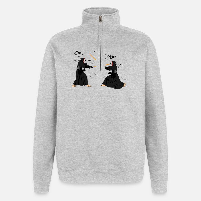 kendo - Sweat à zip 1/4 - gris chiné