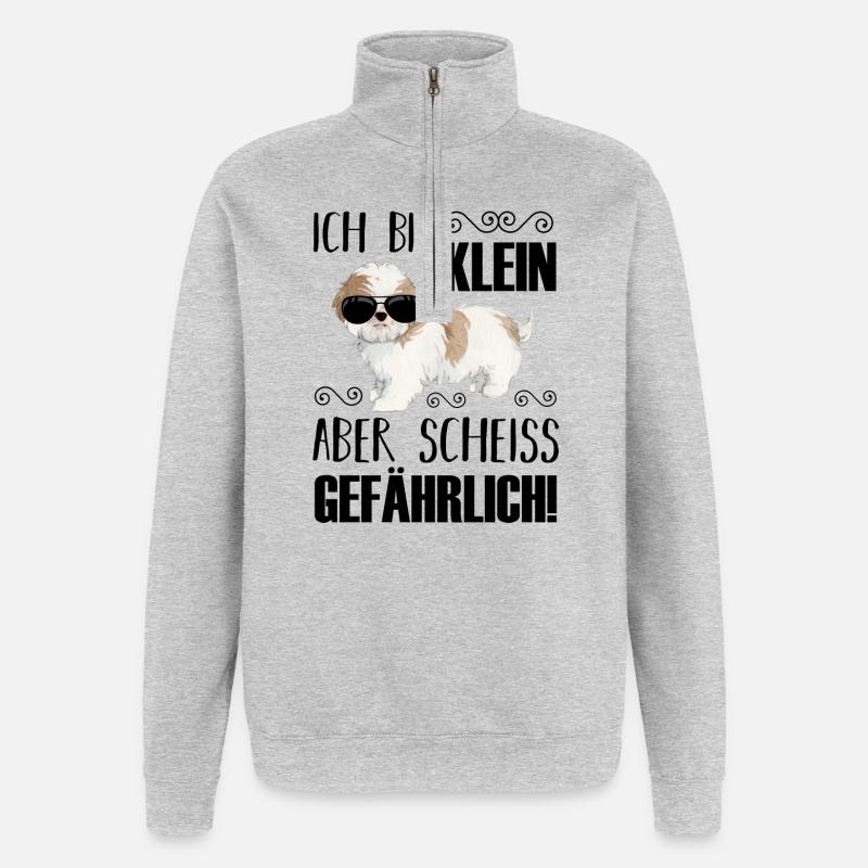 Hund Hunde - Quarter-Zip-Sweatshirt - Grau meliert