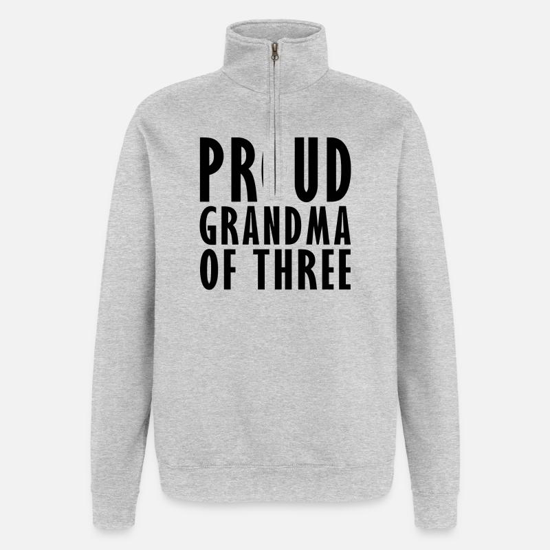 Fière grand-mère de 3 - Sweat à zip 1/4 - gris chiné