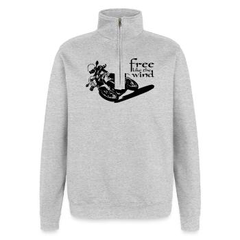 Biker Free - Quarter-Zip Sweatshirt - heather grey - Front - AI Model Female 172 light (172cm) & AI Model Male 178 dark (178cm)