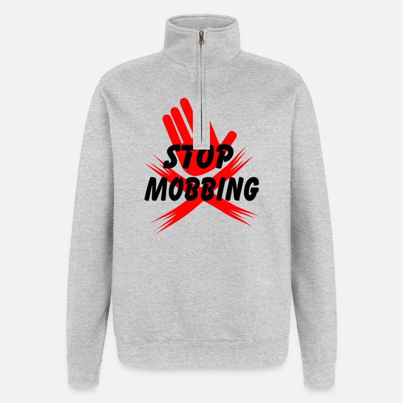 Arrêtez de harceler la main - Sweat à zip 1/4 - gris chiné