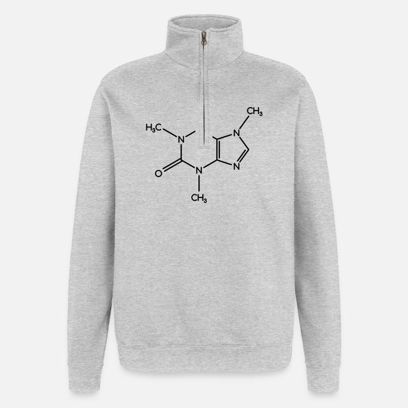 Caffeine Molecule - Structural Formula - Quarter-Zip Sweatshirt - heather grey