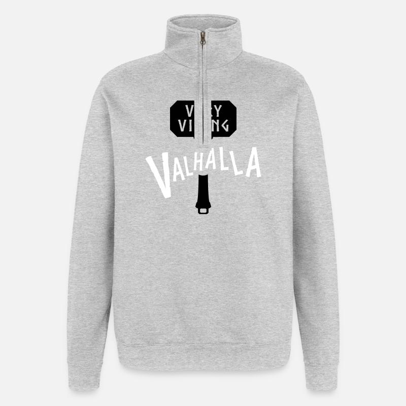 Walhalla Nordisches Krieger-Emblem - Quarter-Zip-Sweatshirt - Grau meliert