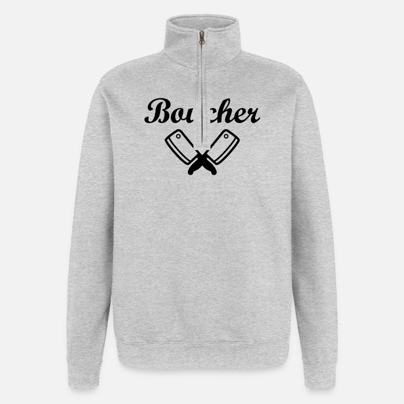 Boucher - Sweat à zip 1/4 - gris chiné