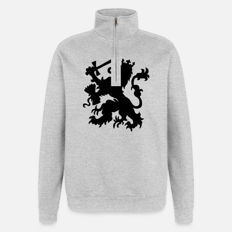 Leeuw, Löwe, Lowe - Quarter-Zip-Sweatshirt - Grau meliert