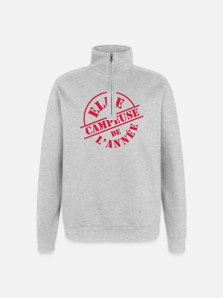 Elue Campeuse de l'année - Sweat à zip 1/4 - gris chiné