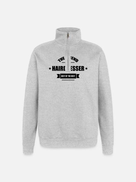 Coiffeur - Coiffeuse - Coiffure - Sweat à zip 1/4 - gris chiné